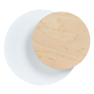 Kalmar blanco con aplique de madera círculo 1x G9
