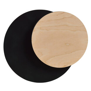Kalmar schwarz mit Holzwandleuchte Kreis 1x G9