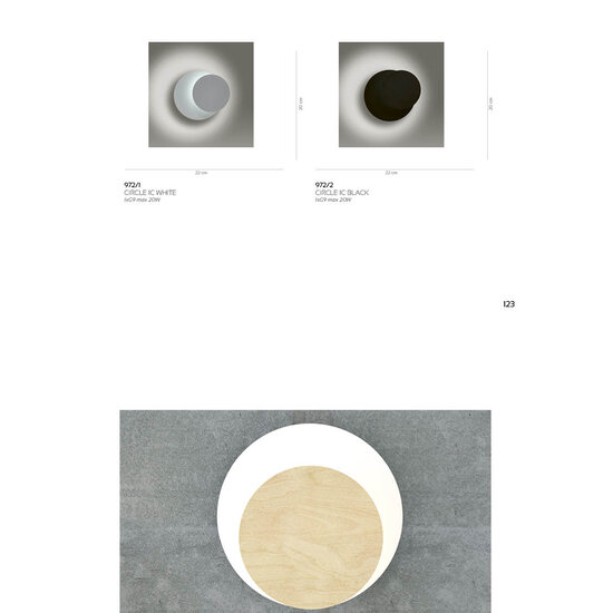 Kalmar wall lamp wood with white circle 1x G9