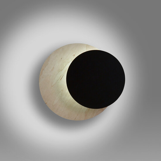 Kalmar wandlamp hout met zwarte cirkel 1x G9