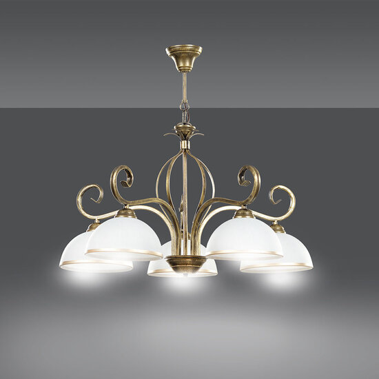 Sundsvall 5L klassieke hanglamp wit en goud 5x E27