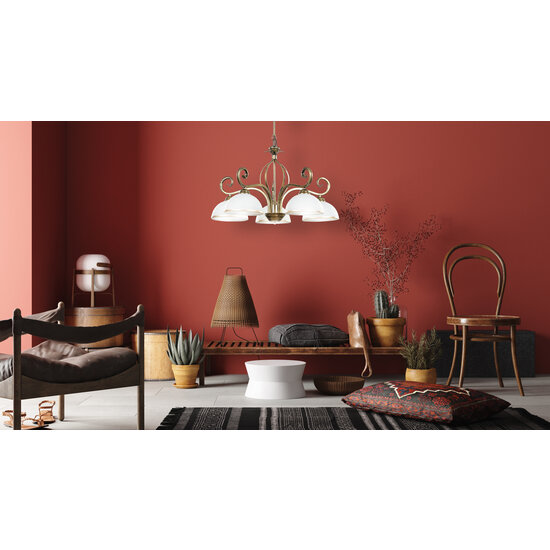 Sundsvall 5L classic hanging lamp white and gold 5x E27