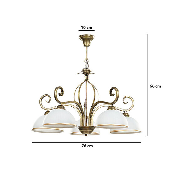 Lampe à suspension classique Sundsvall 5L blanche et dorée 5x E27