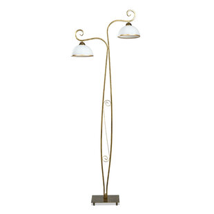 Lámpara de pie Sundsvall clásica blanca y dorada 2x E27