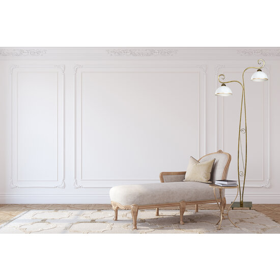 Lampadaire Sundsvall classique blanc et or 2x E27