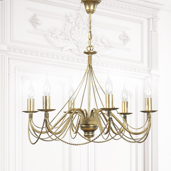 Borlange 6L klassieke luster 6x E14 goud