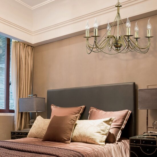 Borlange 6L klassieke luster 6x E14 goud