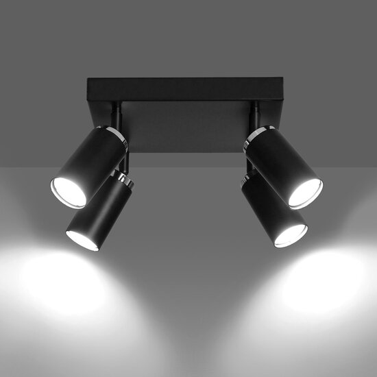 Halmstad 4L ceiling spotlight orientable black and chrome GU10
