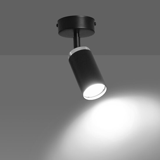 Halmstad 1L ceiling spotlight orientable black and chrome GU10
