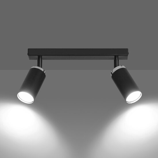 Halmstad 1L ceiling spotlight orientable black and chrome GU10