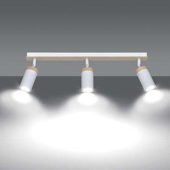 Spot de plafond gu10 orientable Taby 3L blanc et bois