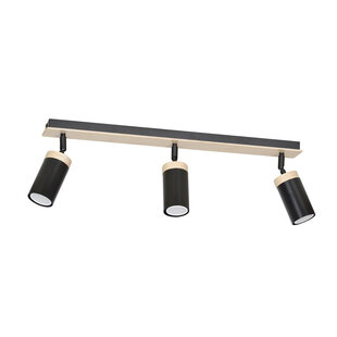 Taby 3L black and wood directional gu10 ceiling spotlight