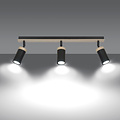 Spot de plafond gu10 directionnel noir et bois Taby 3L