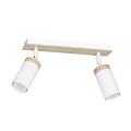 Foco de techo Taby 2L blanco y madera orientable gu10