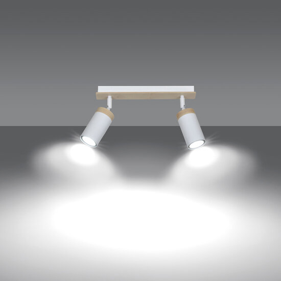 Taby 2L white and wood orientable gu10 ceiling spotlight