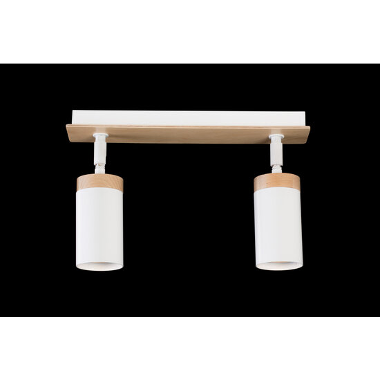 Foco de techo Taby 2L blanco y madera orientable gu10
