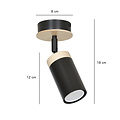 Foco de techo Taby 1L negro y madera orientable gu10