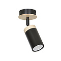 Foco de techo Taby 1L negro y madera orientable gu10