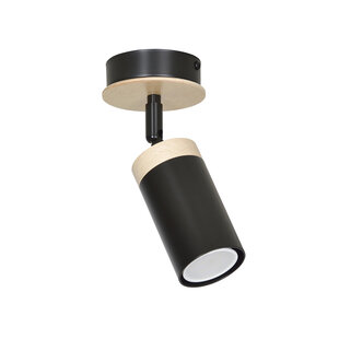Taby 1L black and wood directional gu10 ceiling spotlight