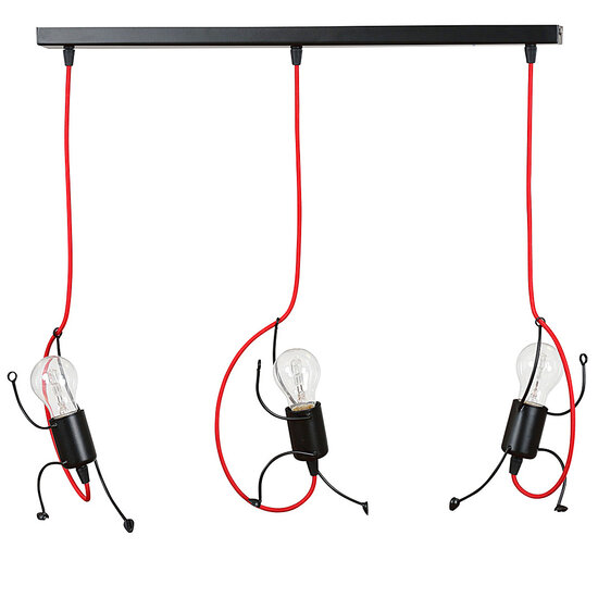 Lund 3x E27 hanging lamp black climbing men
