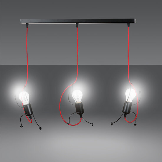 Lund 3x E27 hanging lamp black climbing men