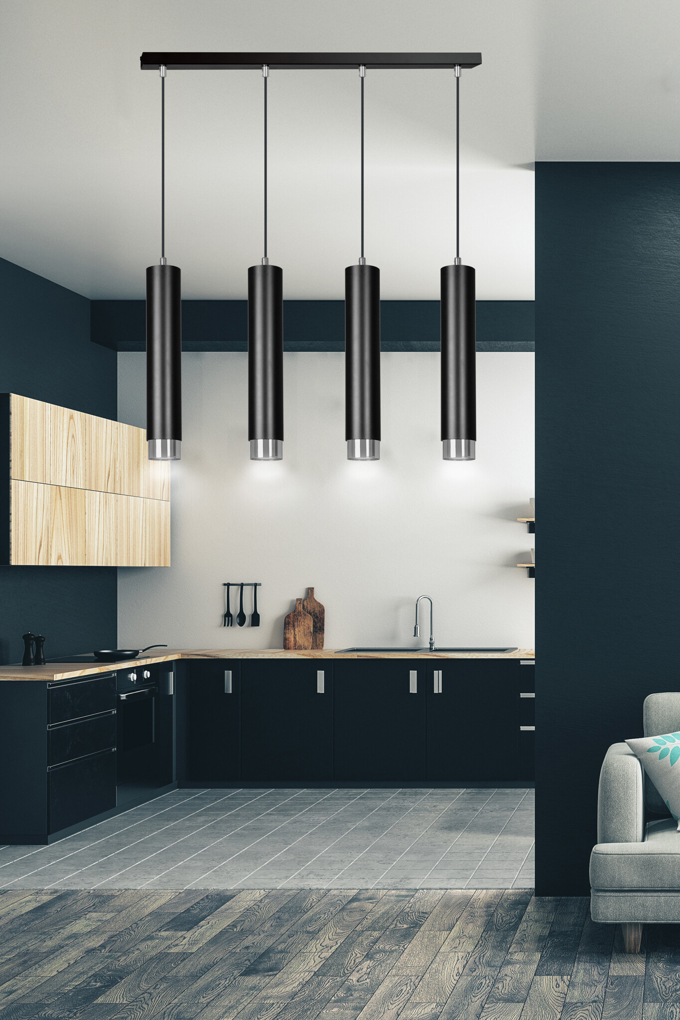 Chrome cylinder 2024 pendant lights