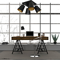 Plafonnier carré orientable Raahe 4L doré et noir 4x E27
