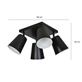 Plafonnier carré orientable Raahe 4L doré et noir 4x E27