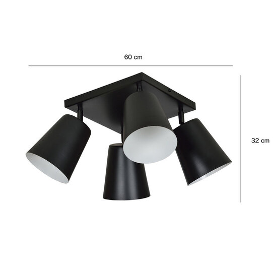 Emibig Emibig Raahe 4L lampe de plafond carrée orientable blanche et noire 4x E27 - Solution d'éclairage idéale pour les intérieurs modernes
