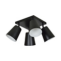 Raahe 4L wit en zwarte richtbare vierkante plafondlamp 4x E27