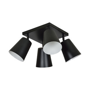 Raahe 4L white and black orientable square ceiling lamp 4x E27
