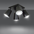 Raahe 4L wit en zwarte richtbare vierkante plafondlamp 4x E27