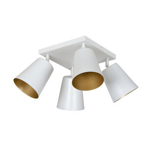 Raahe 4L wit en gouden richtbare vierkante plafondlamp 4x E27