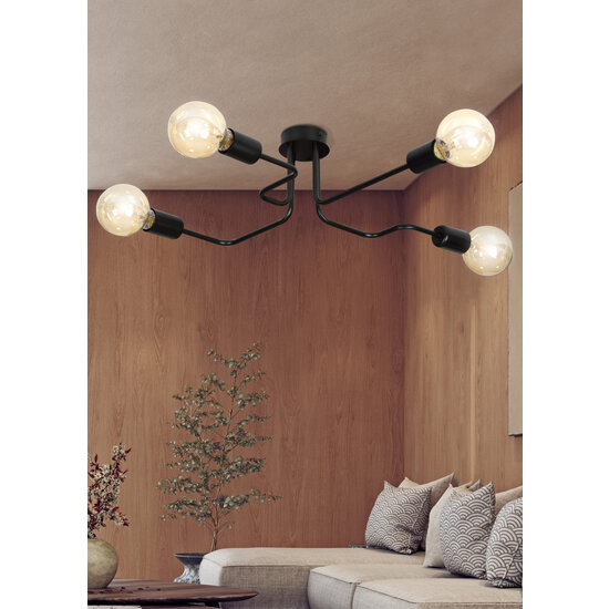 Hamina zwarte plafondlamp 4x E27