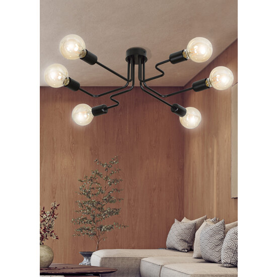 Hamina 6L black ceiling lamp 6x E27