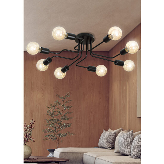 Hamina 8L black ceiling lamp 8x E27