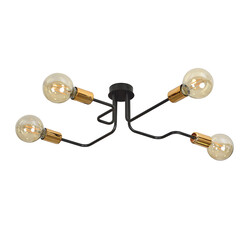 Hamina ceiling lamp black with copper 4x E27