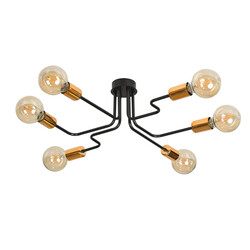 Hamina 6L copper and black ceiling lamp 6x E27