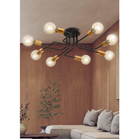 Hamina 8L copper and black ceiling lamp 8x E27
