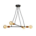 Lampe suspendue Hollola 4L noire avec cuivre E27