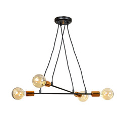 Hollola 4L black hanging lamp with copper E27