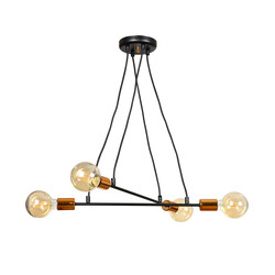 Hollola 4L zwarte hanglamp met koperen E27