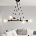 Lámpara colgante Hollola 4L negra con cobre E27