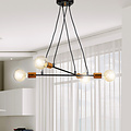 Hollola 4L black hanging lamp with copper E27