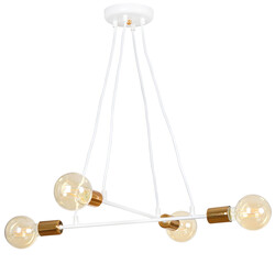 Hollola 4L witte hanglamp met koperen E27