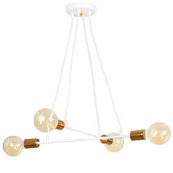 Lampe suspendue Hollola 4L blanche avec cuivre E27