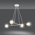 Hollola 4L witte hanglamp met koperen E27