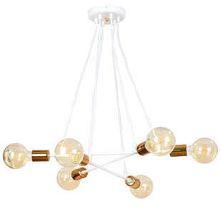 Hollola 6L white hanging lamp with copper E27