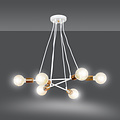Hollola 6L white hanging lamp with copper E27