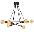 Lampe suspendue Hollola 6L noire avec cuivre E27